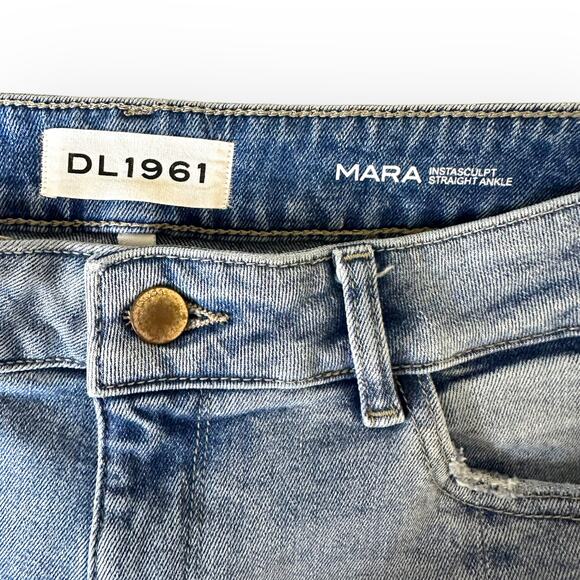 DL1961 Women's Mara Instasculpt Straight Ankle Jean Size 26 Raw Hem Split Ankle - Picture 4 of 11
